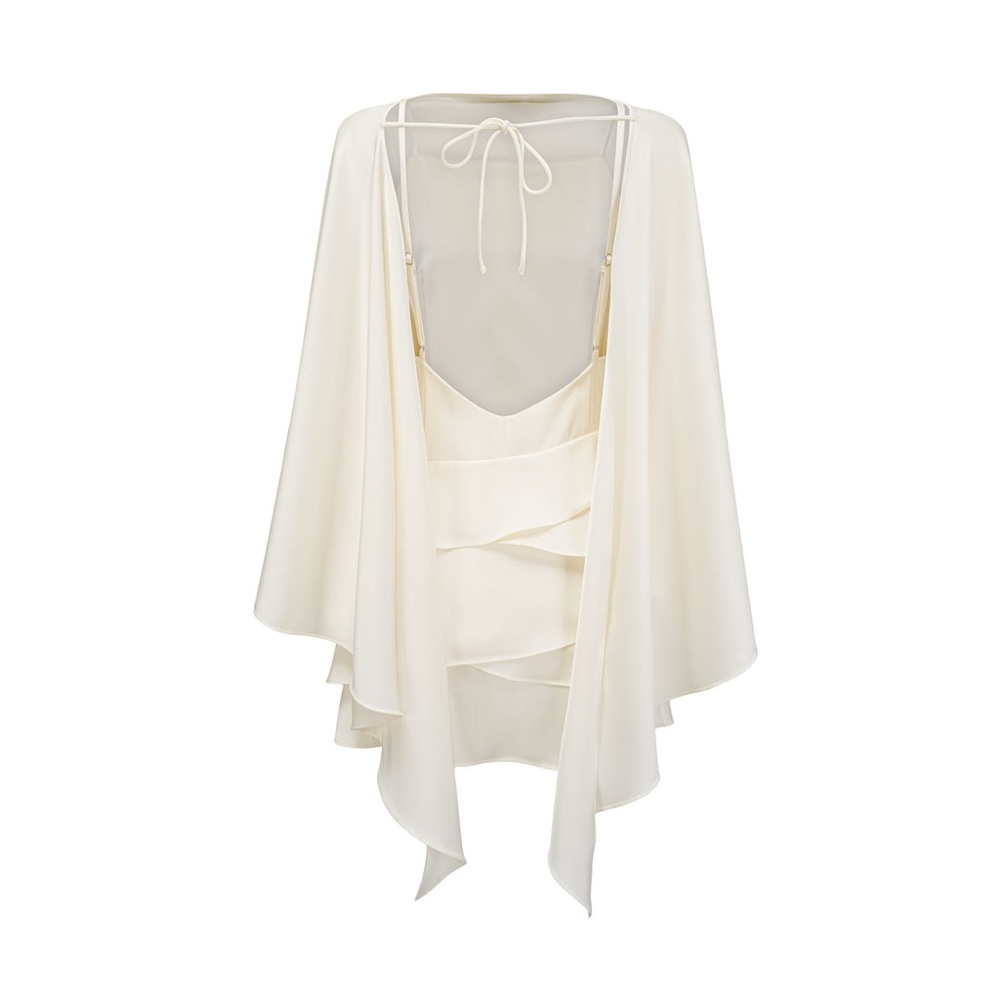 Miss Rosier Lyna Satin Dress with Capelet - Picture 4 of 8